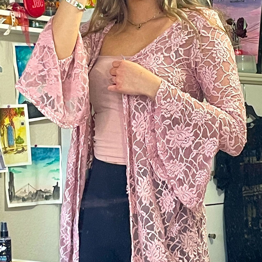 Lace pink  cardigan